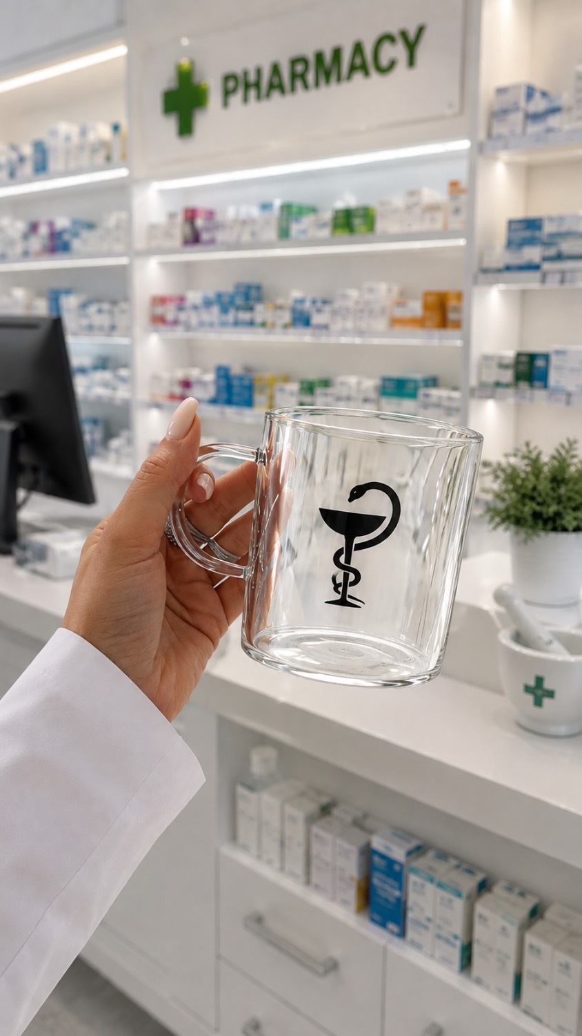ماگ شیشه ای طرح داروسازی کد MUG-006