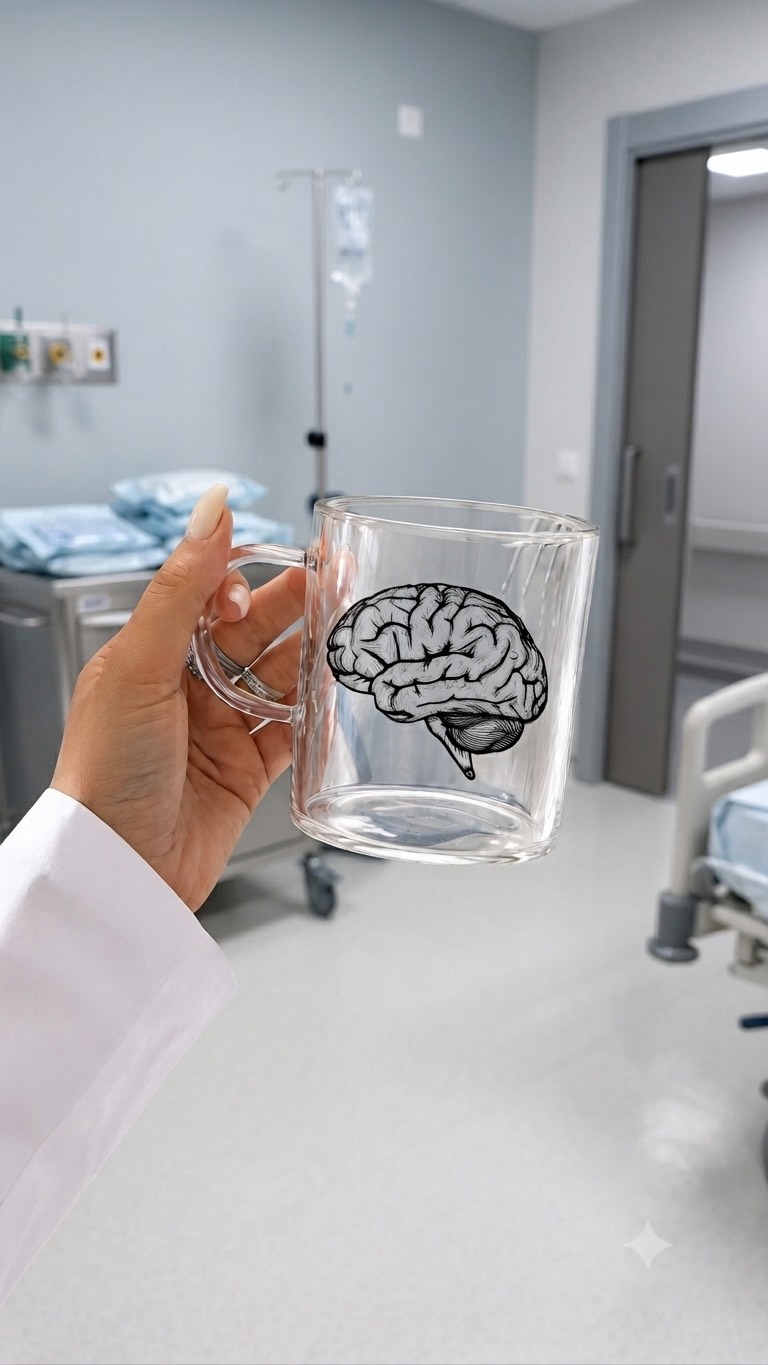 ماگ شیشه ای طرح مغزکد MUG-003